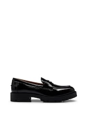 BOSS Black Chunky Leather Moccasins Loafers - Image 1 of 3