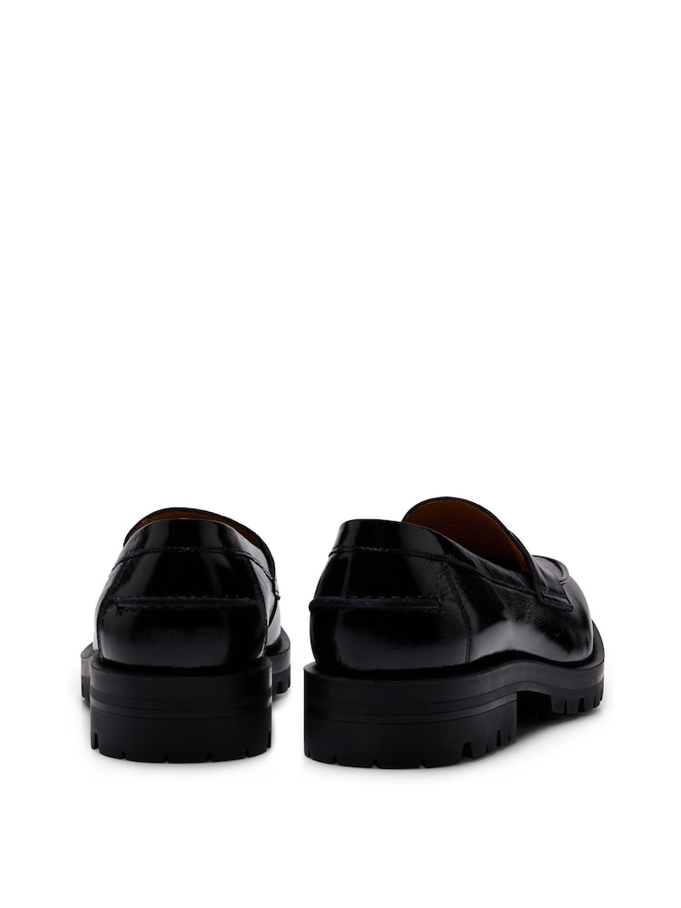 BOSS Black Chunky Leather Moccasins Loafers - Image 3 of 3
