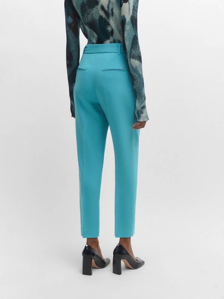BOSS Blue Cropped Regular-Fit Trousers in Japanese Crepe - Image 2 of 5