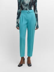 BOSS Blue Cropped Regular-Fit Trousers in Japanese Crepe - Image 3 of 5
