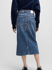 BOSS Mid Blue Slim Fit Stretch Midi Denim Skirt - Image 3 of 5