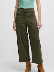 BOSS Green Wide Relaxed Fit Cropped Paperbag Trousers - Image 1 of 5