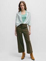 BOSS Green Wide Relaxed Fit Cropped Paperbag Trousers - Image 3 of 5