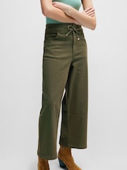 BOSS Green Wide Relaxed Fit Cropped Paperbag Trousers - Image 4 of 5