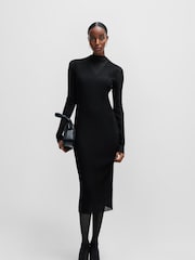 BOSS Black Plisse Pleats Tulle Textured Midi Dress - Image 2 of 6