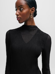 BOSS Black Plisse Pleats Tulle Textured Midi Dress - Image 4 of 6