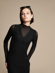 BOSS Black Plisse Pleats Tulle Textured Midi Dress - Image 5 of 6