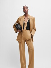 BOSS Black Ribbed Long-sleeved Blouse With Johnny Collar - Image 5 of 6