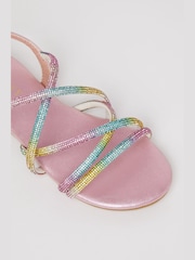 Lipsy Rainbow Pink Low Block Embellished Heel Occasion Sandal - Image 3 of 4