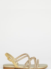 Lipsy Gold Low Block Embellished Heel Occasion Sandal - Image 2 of 4