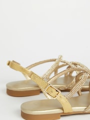 Lipsy Gold Low Block Embellished Heel Occasion Sandal - Image 3 of 4