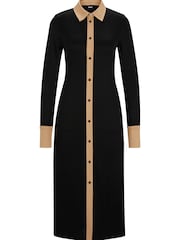 BOSS Black Ribbed Jersey Maxi Shirt Dress - Image 5 of 5