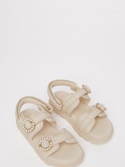 Lipsy Cream Quilted Chunky Flatform Occasion Sandal - Image 1 of 4