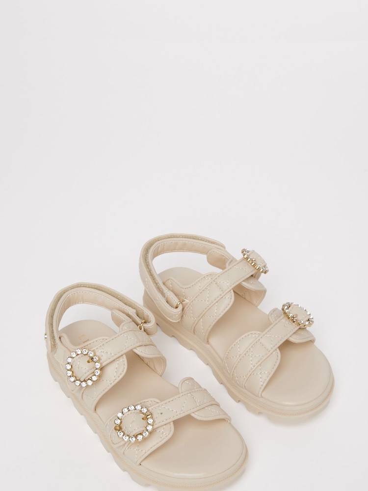 Lipsy Cream Quilted Chunky Flatform Occasion Sandal - Image 1 of 4 Lipsy Cream Quilted Chunky Flatform Occasion Sandal - Image 1 of 4
