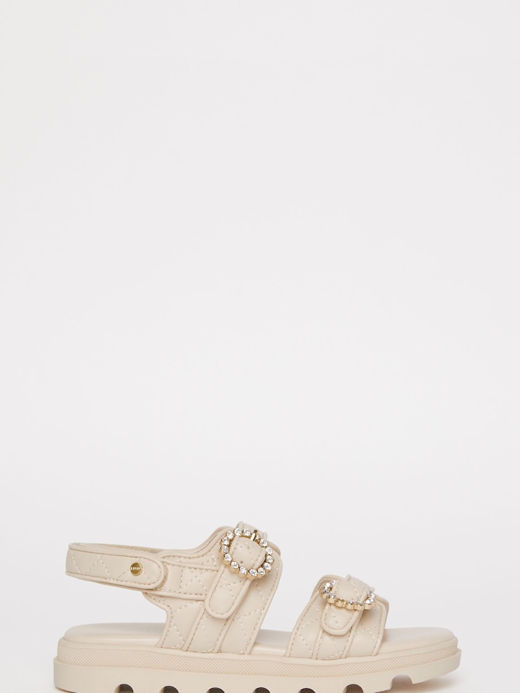 Lipsy Cream Quilted Chunky Flatform Occasion Sandal - Image 2 of 4 Lipsy Cream Quilted Chunky Flatform Occasion Sandal - Image 2 of 4