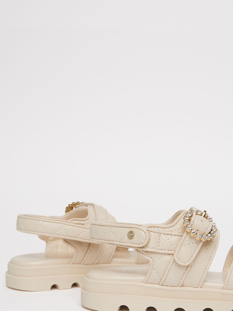 Lipsy Cream Quilted Chunky Flatform Occasion Sandal - Image 4 of 4 Lipsy Cream Quilted Chunky Flatform Occasion Sandal - Image 4 of 4