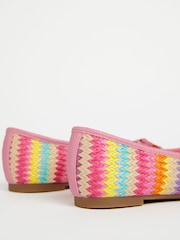 Lipsy Rainbow Pink Flat Toe Cap Bow Ballet Pumps - Image 3 of 4