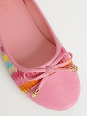 Lipsy Rainbow Pink Flat Toe Cap Bow Ballet Pumps - Image 4 of 4