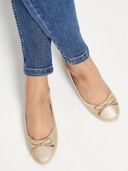 Lipsy Gold Flat Bow Ballet Pump - Image 2 of 5