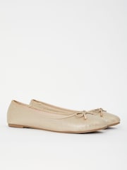Lipsy Gold Flat Bow Ballet Pump - Image 4 of 5