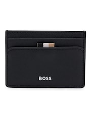BOSS Black Structured Card Holder With Signature Stripe and Logo - Image 1 of 4