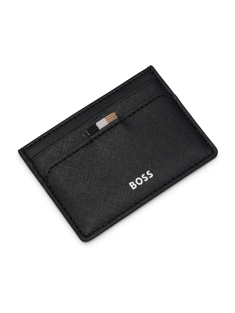 BOSS Black Structured Card Holder With Signature Stripe and Logo - Image 4 of 4