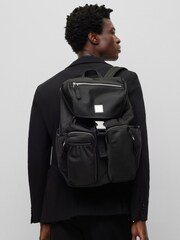 BOSS Black Flap Closure Pocket Backpack - Image 1 of 6