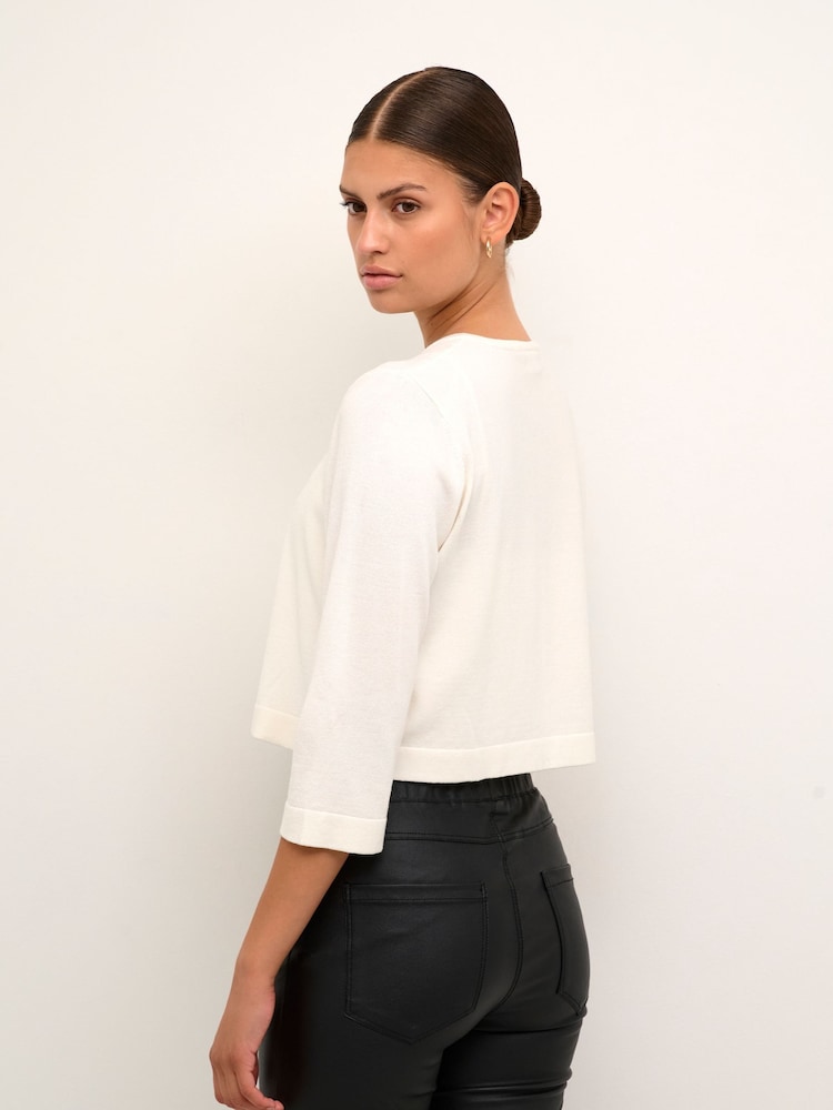 Kaffe Astrid 3/4 Sleeve White Bolero - Image 2 of 6 Kaffe Astrid 3/4 Sleeve White Bolero - Image 2 of 6