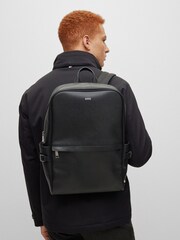 BOSS Black Leather Structured Backpack - Image 1 of 6