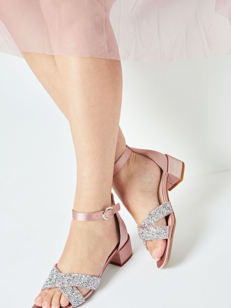 Lipsy Nude Pink Low Block Heel Occasion Sandal - Image 1 of 4