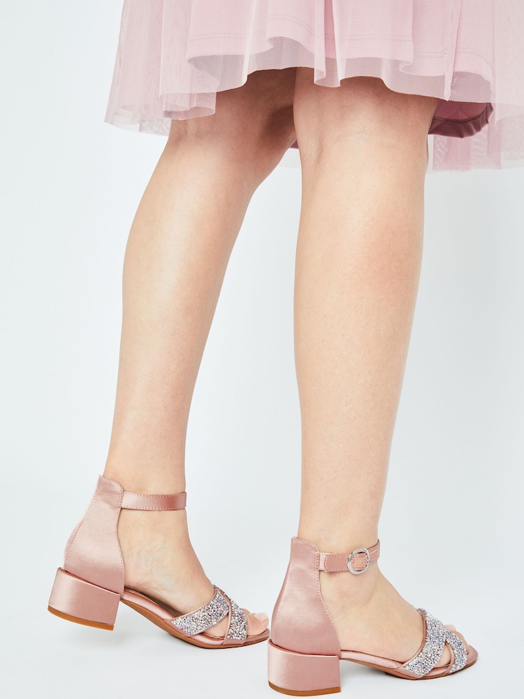 Lipsy Nude Pink Low Block Heel Occasion Sandal - Image 2 of 4