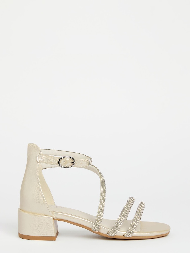Lipsy White Low Block Heel Occasion Sandals - Image 1 of 4