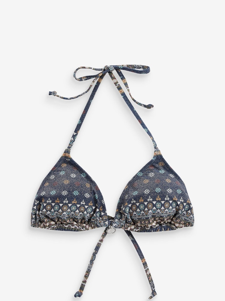 Blue Geo Sparkle Triangle Charm Bikini Top - Image 5 of 5