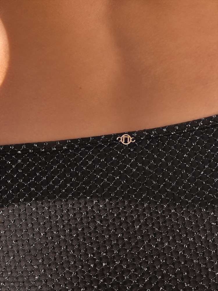 Black Glitter High Leg Bikini Bottoms - Image 7 of 7 Black Glitter High Leg Bikini Bottoms - Image 7 of 7