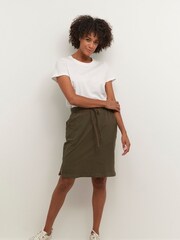 Kaffe Green Naya 100% Cotton Knee Length Tie Waist Skirt - Image 3 of 6