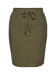 Kaffe Green Naya 100% Cotton Knee Length Tie Waist Skirt - Image 5 of 6