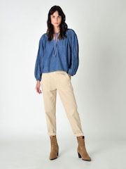 Burgs Womens Blue Temple Blouse with Half Button Plackett - Image 4 of 6