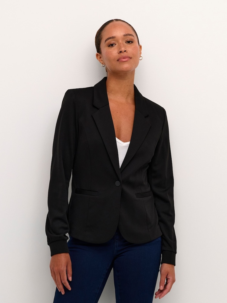 Kaffe Kinnie Notch Lapel Jersey Black Blazer - Image 1 of 1 Kaffe Kinnie Notch Lapel Jersey Black Blazer - Image 1 of 1