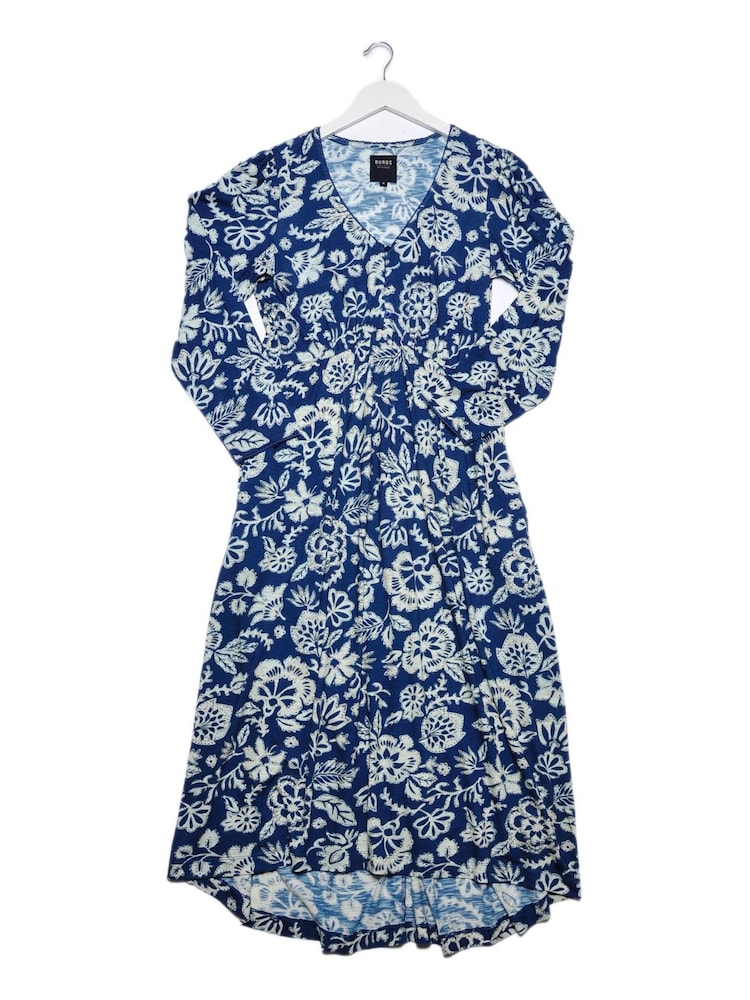 Burgs Womens Blue Whimble Midi Dress with Scallop Trim - Image 4 of 4