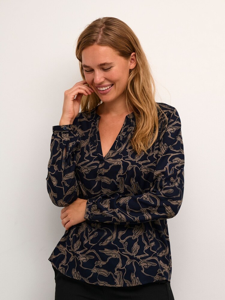 Kaffe Else V-Notch Neck Blouse - Image 1 of 5
