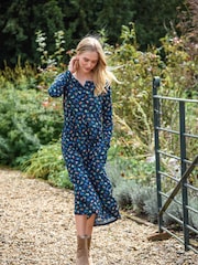 Burgs Womens Blue Hannafore Printed Midi Dress - Image 1 of 6