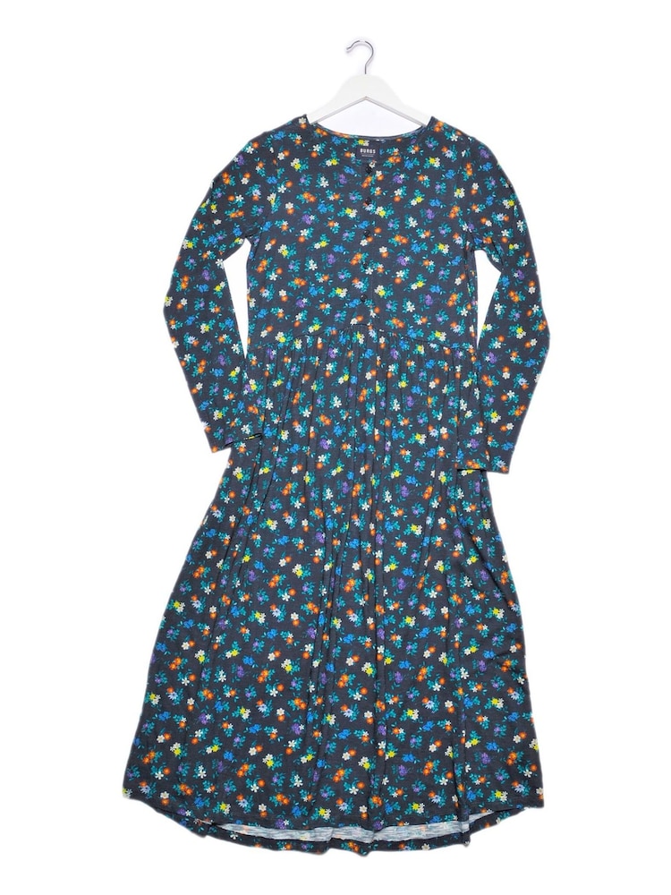 Burgs Womens Blue Hannafore Printed Midi Dress - Image 6 of 6