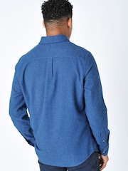 Burgs Mens Blue Alfrington Marl Flanneled Shirt - Image 2 of 6