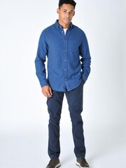 Burgs Mens Blue Alfrington Marl Flanneled Shirt - Image 3 of 6