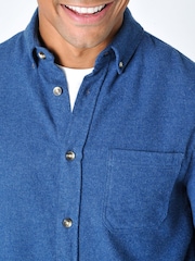 Burgs Mens Blue Alfrington Marl Flanneled Shirt - Image 5 of 6