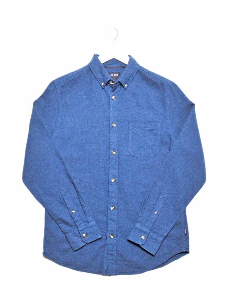 Burgs Mens Blue Alfrington Marl Flanneled Shirt - Image 6 of 6