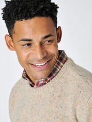 Burgs Mornick Mens Rich Neppy Knit Crew Neck Jumper - Image 5 of 6