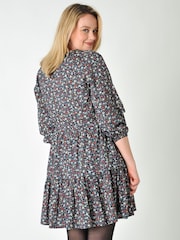 Burgs Womens Blue Carleen Textured Cotton Wrap Dress - Image 3 of 6