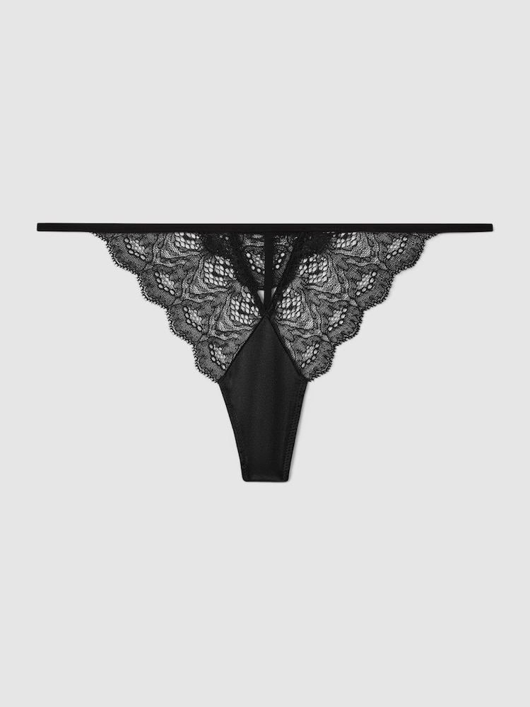 Calvin Klein Black Underwear Mesh Lace Thong - Image 2 of 4