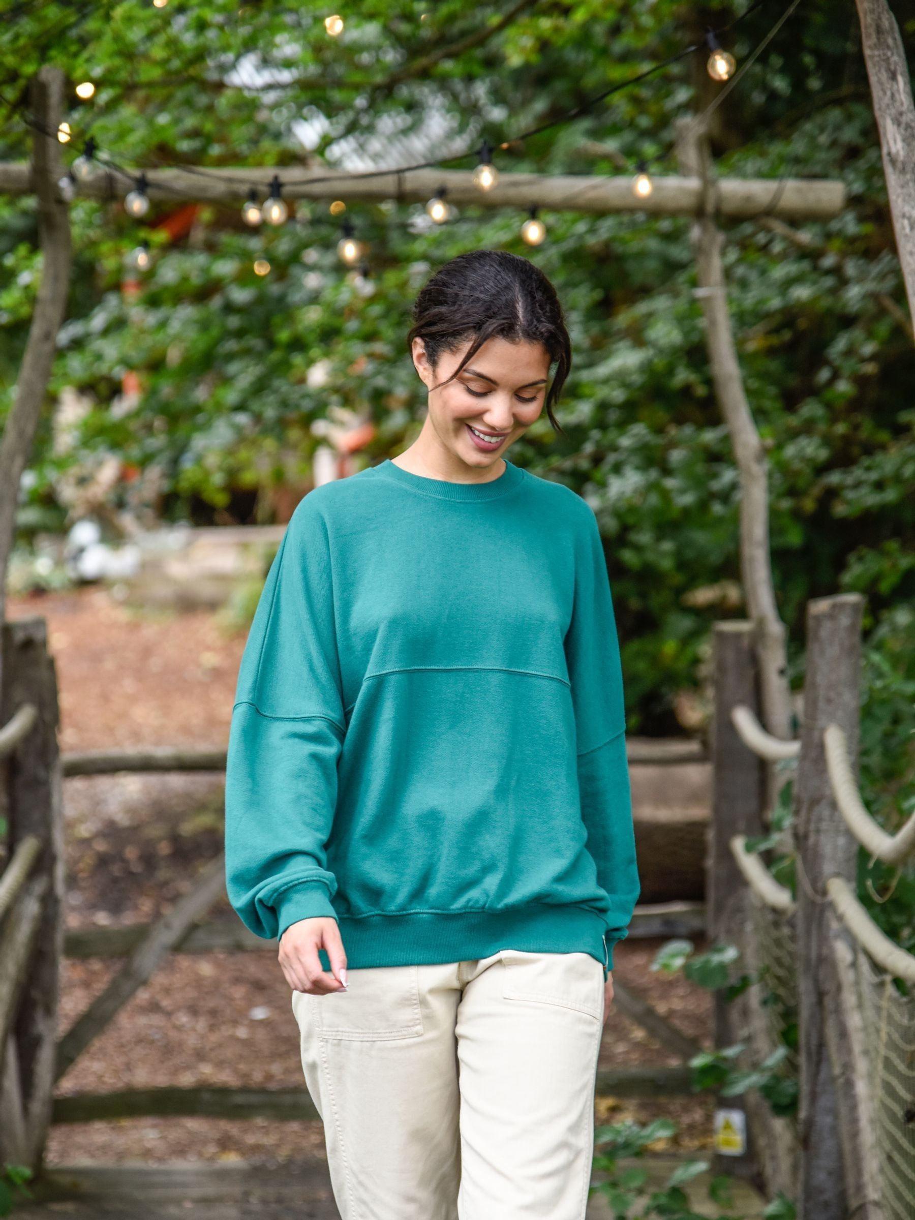 Buy Burgs Green Pendrift Womens Oversized Crew Neck Sweatshirt from Next Luxembourg